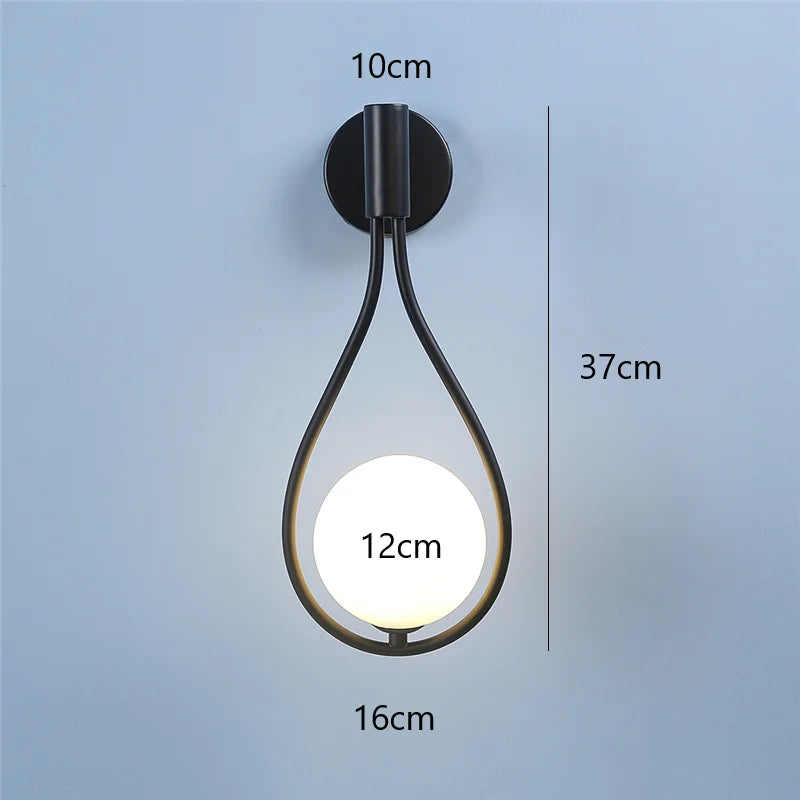 Nordic Simple Glass Ball Wall Lamps Modern Iron Water Drop Wall Lamp LED Decorative Lighting Fixtures of Living Room Bedroom G9
