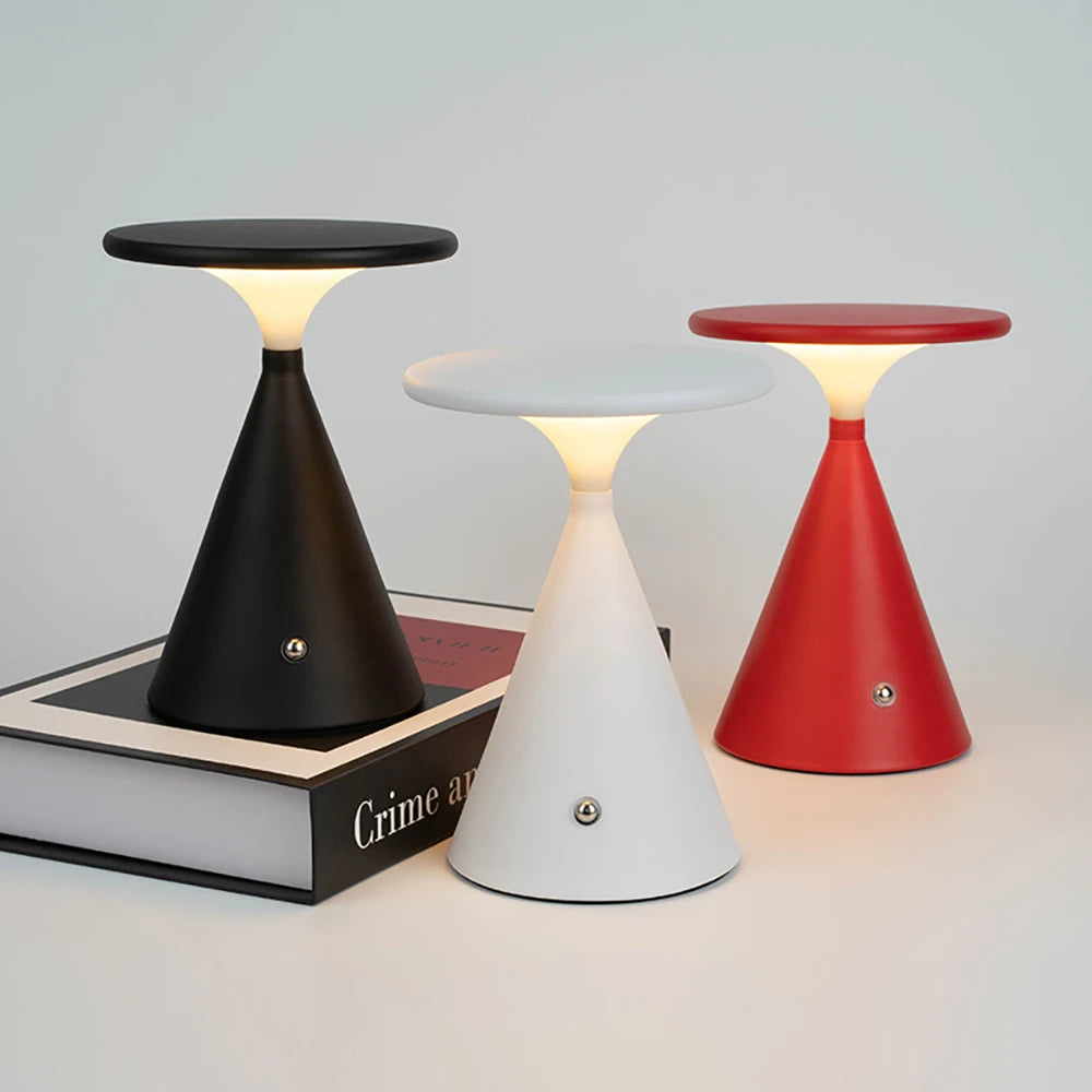 LED lamp modern aluminum touch sensitive table lamp portable funnel-shaped USB charging night light ﻿