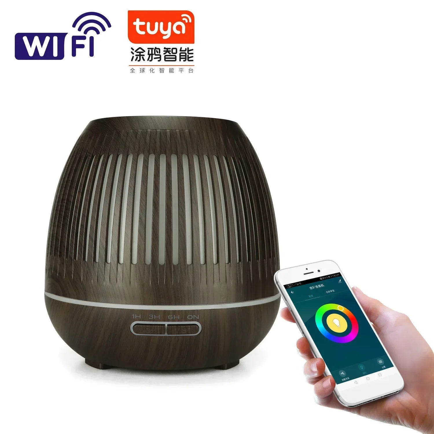 Tuya Smart Humidifier with Colorgul LED Light WiFi Aroma Diffuser Timer Wireless Control Work with Alexa Google Home Compatible