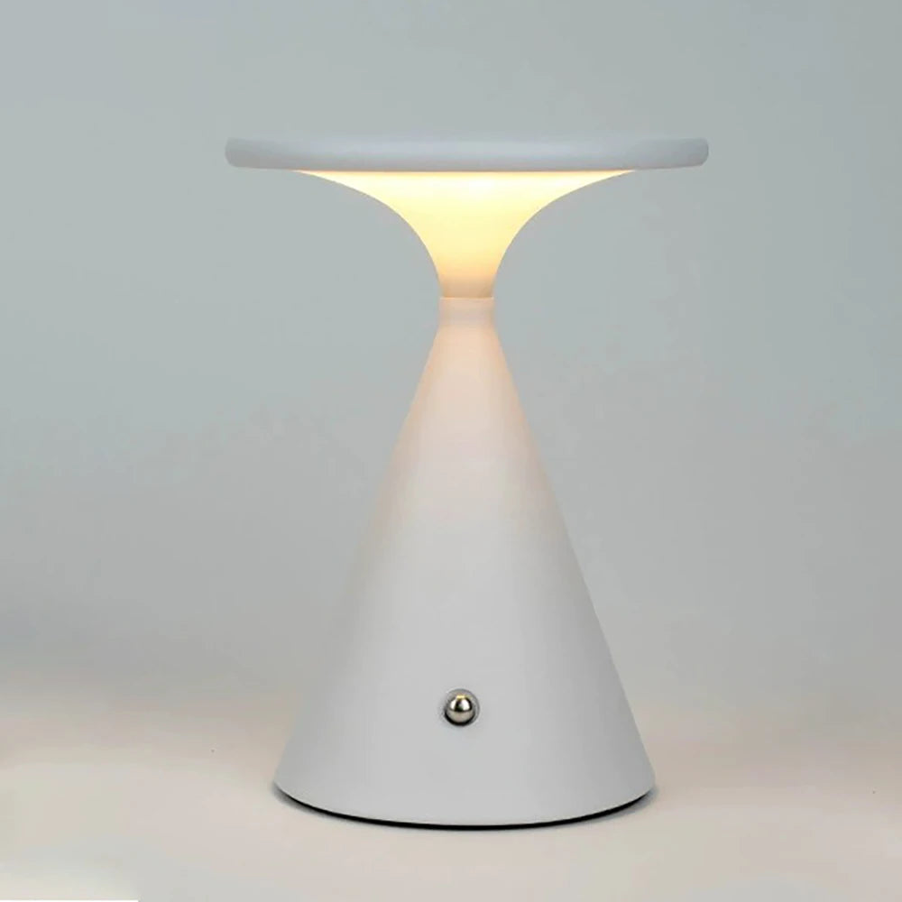 LED lamp modern aluminum touch sensitive table lamp portable funnel-shaped USB charging night light ﻿