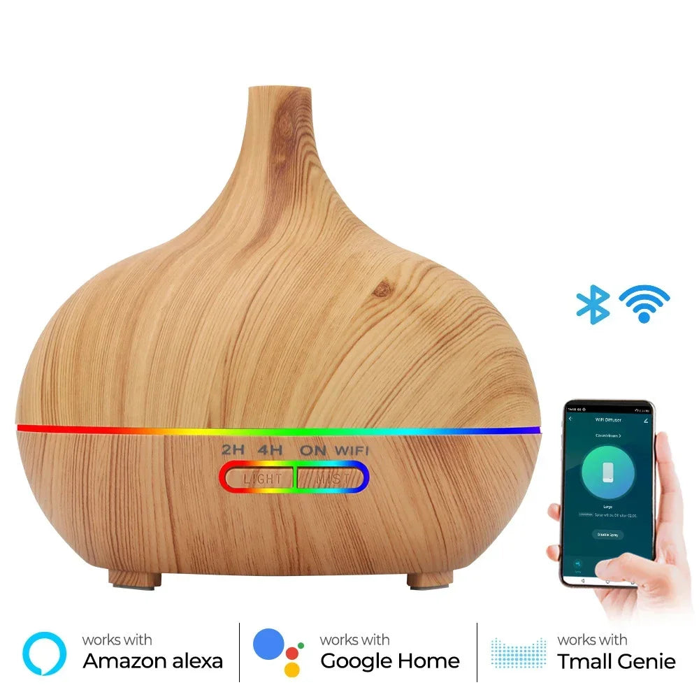 Tuya Smart Humidifier with Colorgul LED Light WiFi Aroma Diffuser Timer Wireless Control Work with Alexa Google Home Compatible