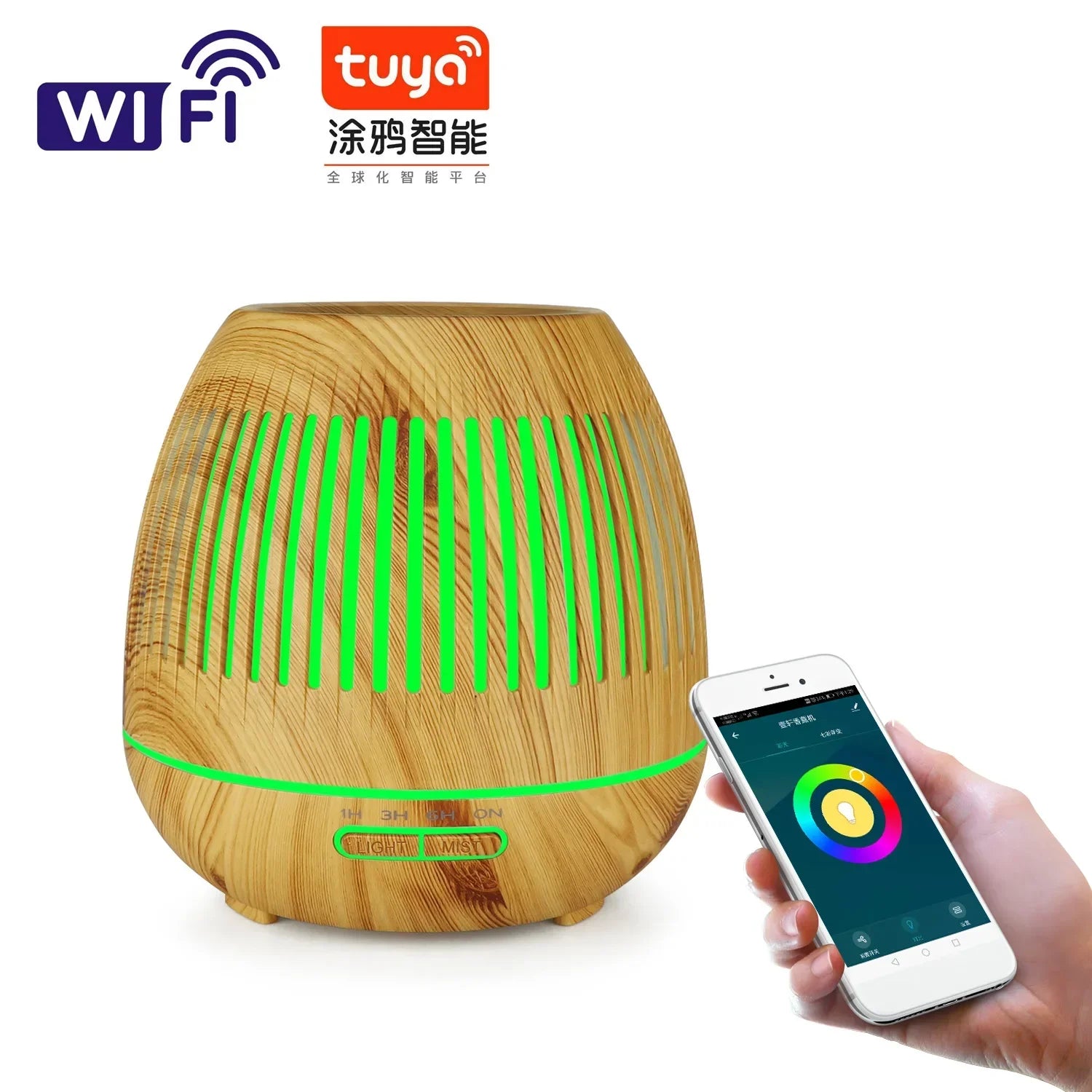 Tuya Smart Humidifier with Colorgul LED Light WiFi Aroma Diffuser Timer Wireless Control Work with Alexa Google Home Compatible